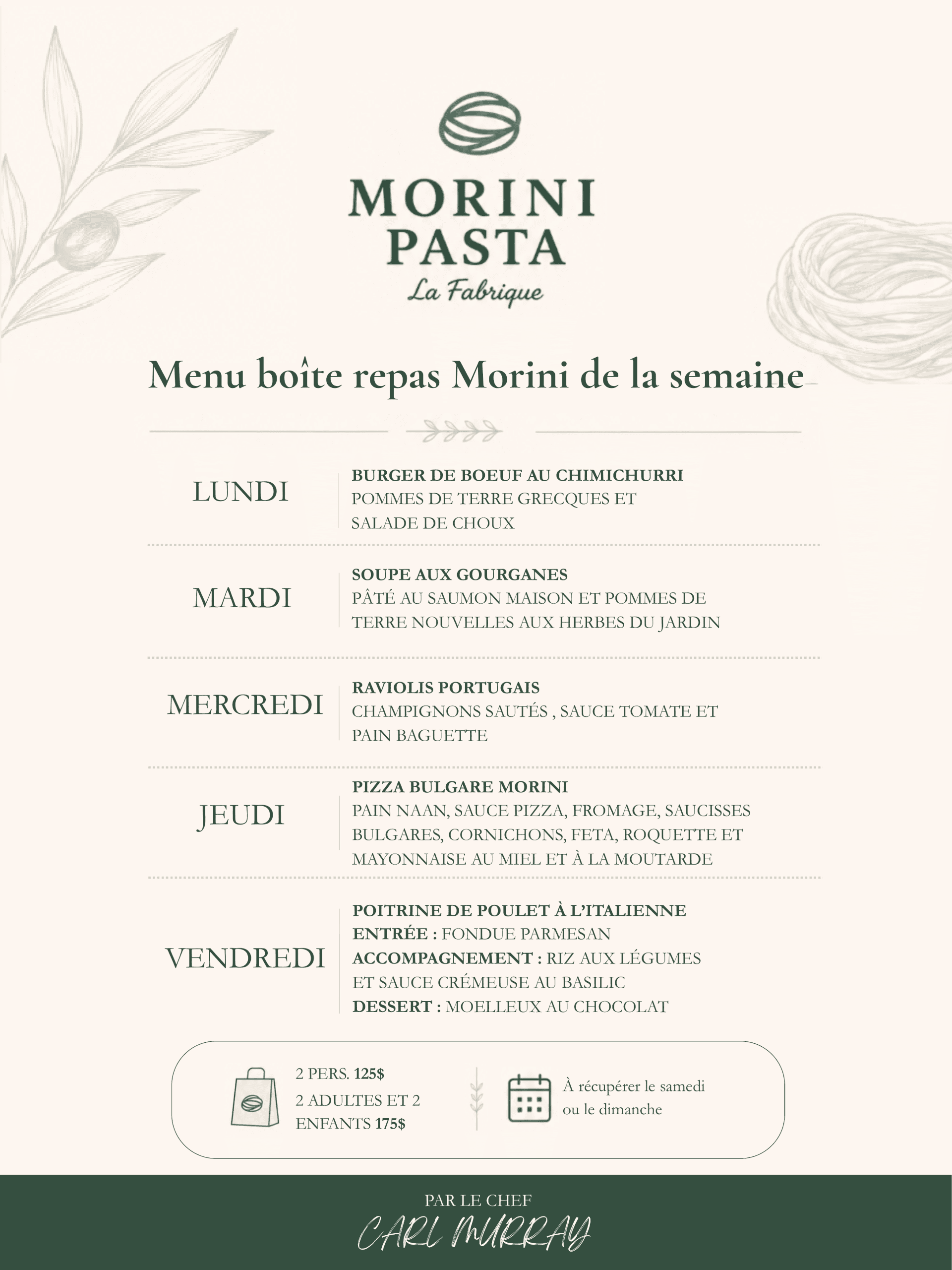Boîte Repas Chef Carl Murray